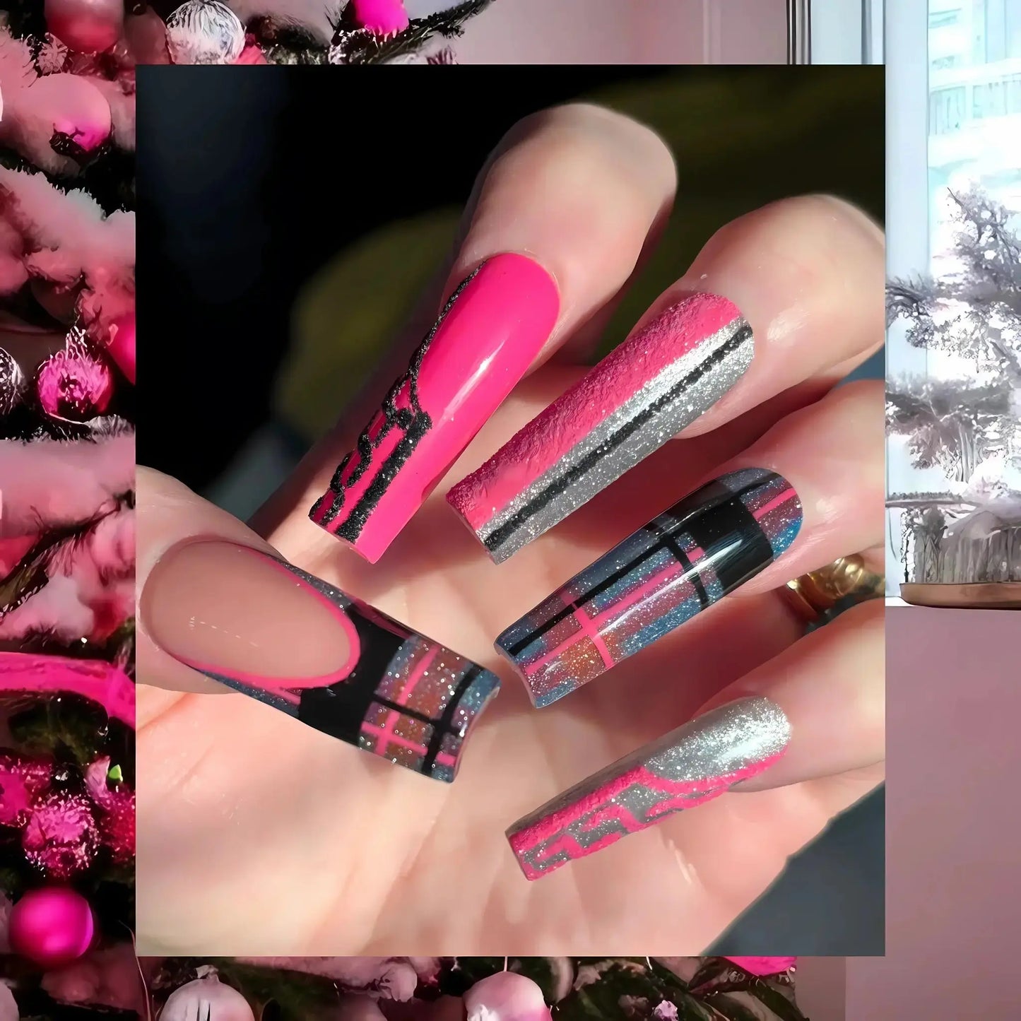 Pink Blizzard Press-On Nail Set NailDaVinci