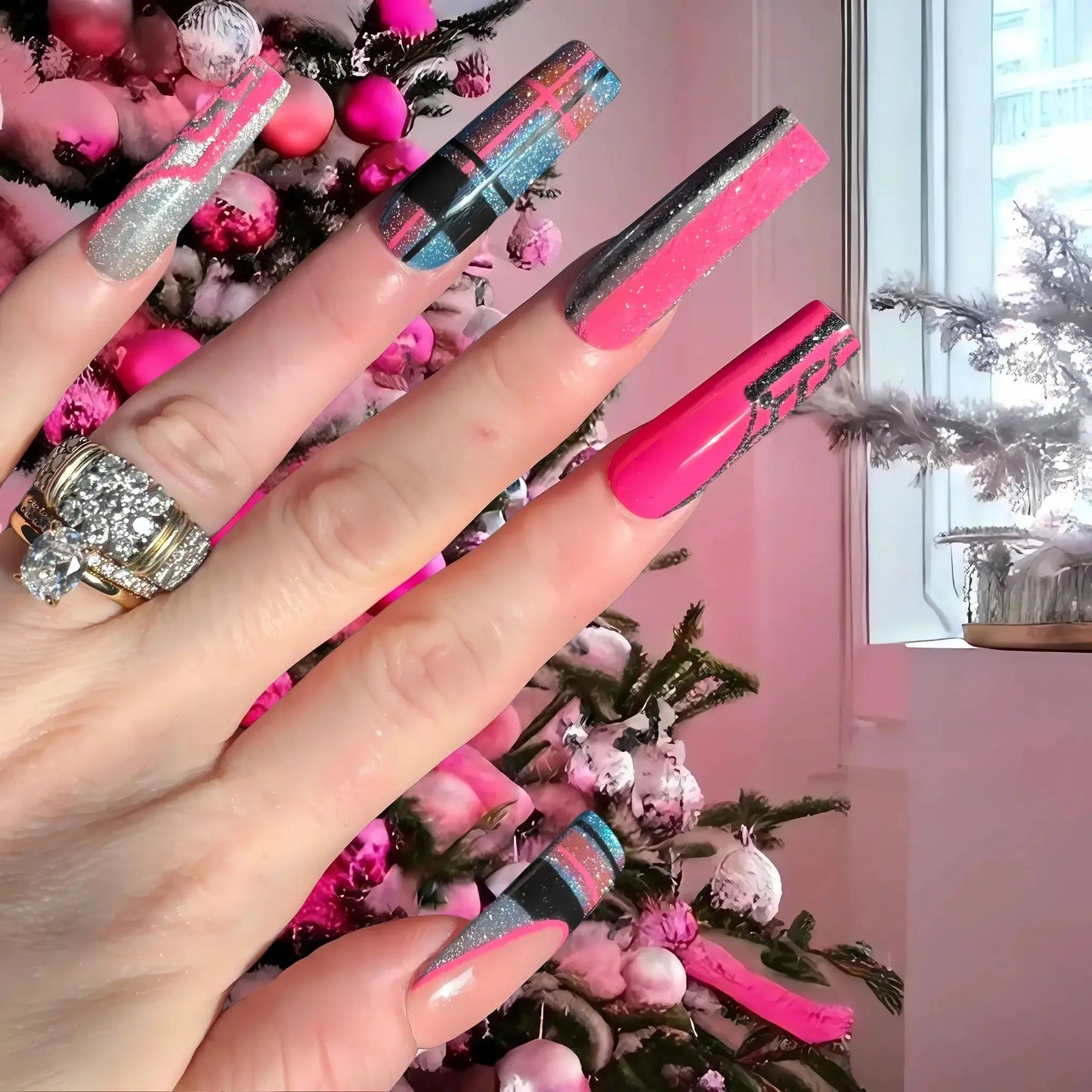 Pink Blizzard Press-On Nail Set NailDaVinci